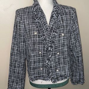 Worthington Women's Black& White Plaid (Frill) Blazer